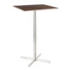 Lumisource Fuji Square Bar Table in Stainless Steel with Walnut Wood Top BT-FUJISQ SS+WL
